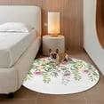 thumbnail image 2 of Pink Green Spring Round Area Rug 5Ft Washable Circle Rugs for Living Room Bedroom, Floral Eucalyptus Leaves Watercolor Plant Non-Slip Carpet Floor Mats Indoor Outdoor Carpet Runner Home Decor, 2 of 8