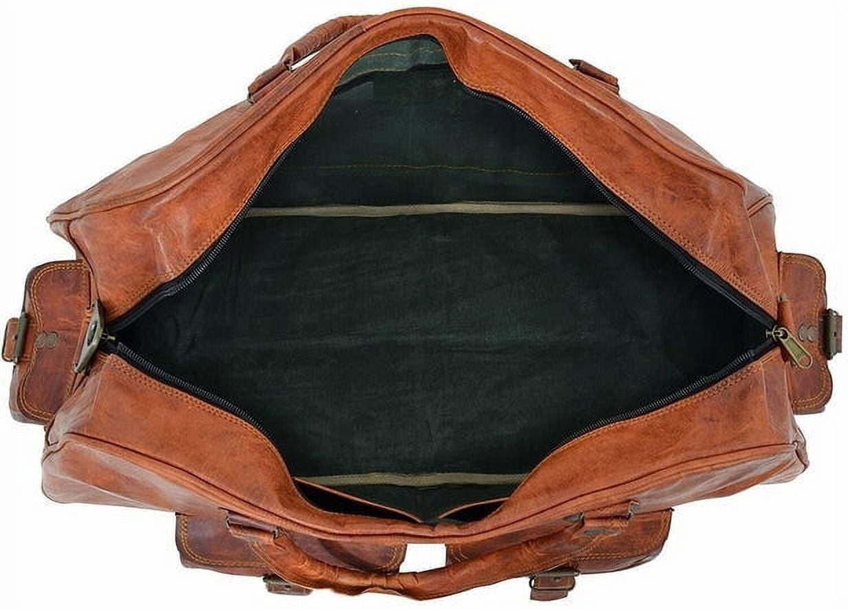 MaheTri Brown Leather Travel Duffel Bag, Gym Sports Bag Luggage Carry-On Bag