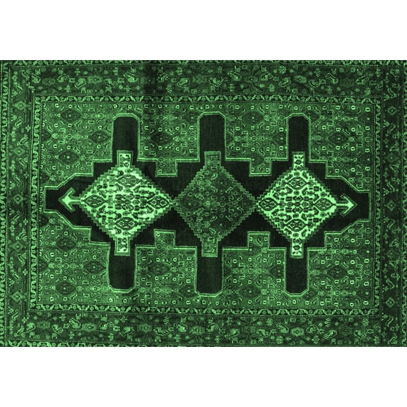 Ahgly Company Indoor Rectangle Persian Emerald Green Traditional Area Rugs, 5' x 7'