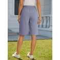 thumbnail image 2 of Fancyglim Bermuda Shorts for Women Summer Casual Loose Comfy Knee Length Drawstring Beach Shorts with Pockets Blue XL, 2 of 9