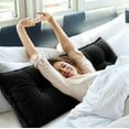thumbnail image 4 of WOWMAX Rectangular Headboard Reading Body Pillow Velvet Black Full,20”x 54”, 4 of 6