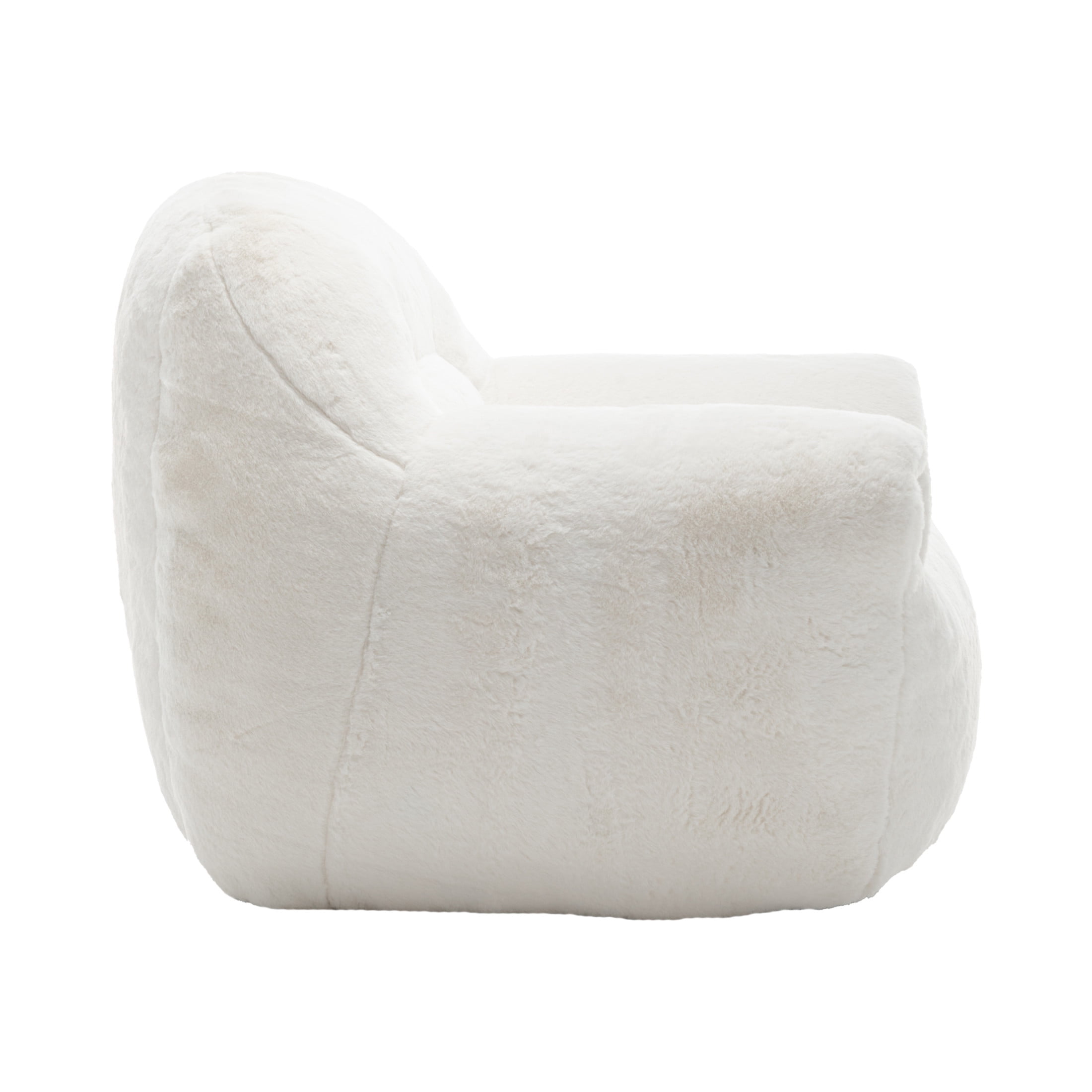 Noble House Eleanor Faux Fur Bean Bag Chair, Comfy Stuffed Floor Lounge Sofa with Back Support for Living Room, White