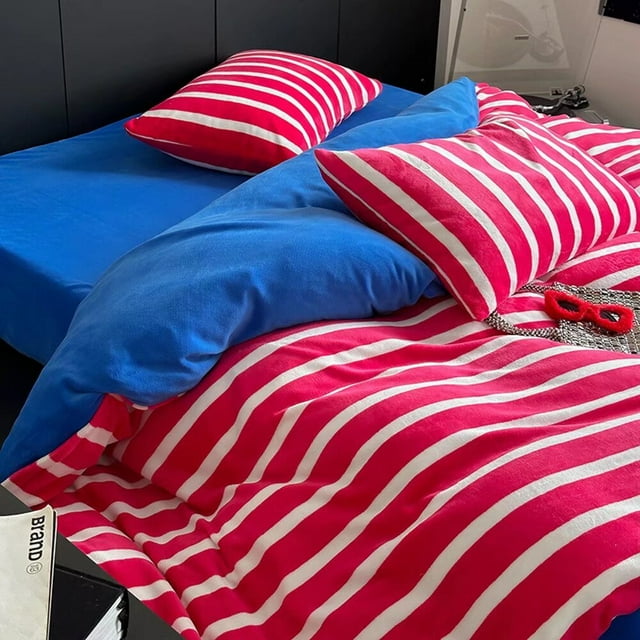 Xiao Hua Juego de sábanas, juego de sábanas y fundas de almohada, juego de cama individual, ropa de cama de hotel, decoración del hogar (rojo)