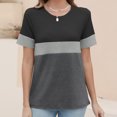 thumbnail image 3 of Jalioing Short Sleeve T Shirt Women's Casual Fashion Color Block Tee Shirt Crew Neck Basic Summer Tops Outfits, 3 of 7