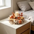 thumbnail image 5 of Halloween Candle Wreath Maple Leaves Roses Candle Holder Decor Tabletop Centerpiece Fall Harvest Party Ornament Thanksgiving Halloween Home Entryway Coffee Table Decoration, 5 of 6