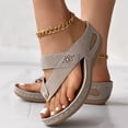 thumbnail image 3 of IUJSOY Womens Flip Flops Summer Wedge Shoes Cushion Footbed Boho Sandals Orthopedic Dress Slides, 3 of 9