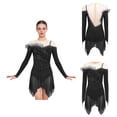 thumbnail image 3 of renvena Women Ruched Detail Lyrical Dress Irregular Mesh Hem Ballet Tulle Skirt Leotard Figure Skating Dress Black S, 3 of 7