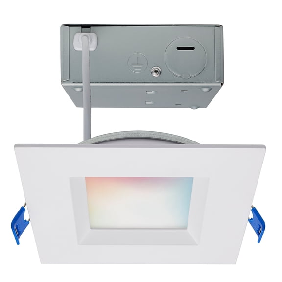 Satco 9W LED Direct Wire Low Profile Regress Baffle Downlight 4in. Square Starfish IOT Tunable White RGB 120V 90 CRI