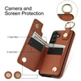 thumbnail image 6 of Cutyskin for Samsung Galaxy S22 Plus Wallet Case【RFID Blocking】 with Card Holder Cash Pocket Zipper Bills Slot, Soft PU Leather Magnetic Back Folio Kickstand, Finger Ring Holder Hook Case, Brown, 6 of 9