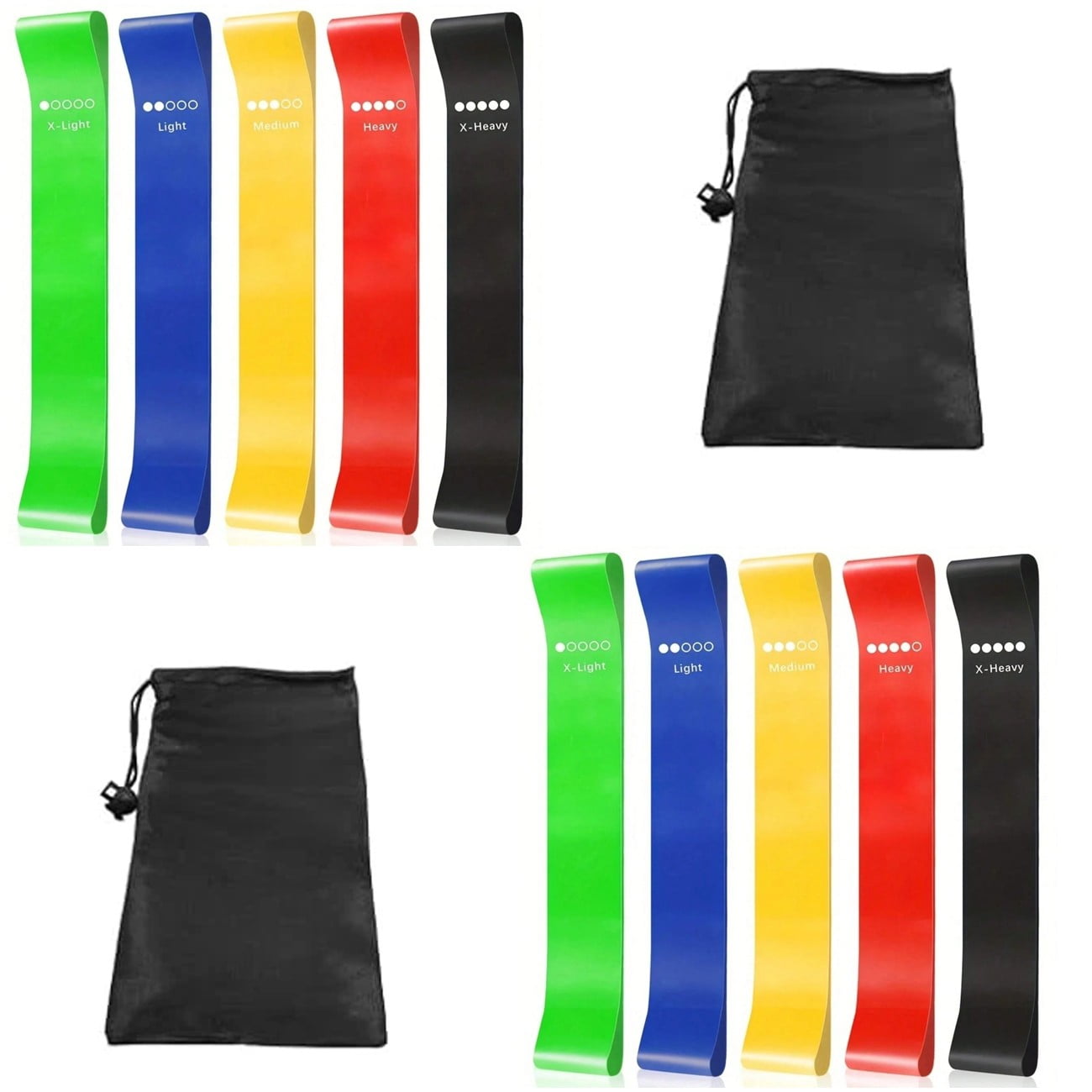 Set of 5 Resistance Exercise Loop Bands Fitness Yoga Resistance Band TPE Colorful, 2 Pack