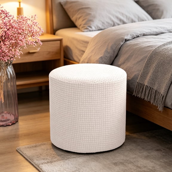 EDHITNR All Size Stretch Round Stool Cover Soft Fabric Waterproof Ottoman Slipcover Washable Protector for Vanity Bedroom Living Room