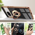thumbnail image 3 of Compatible with Google Pixel 7 5g Cell Phone Case Ultra Slim Thin with 360°Finger Ring Stand Metal Electroplated Soft TPU Frame Full Body Shock-Absorption Bumper Hard Back Mobile Cover-Black, 3 of 14