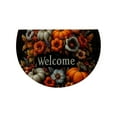 thumbnail image 2 of Oioii 60x40cm Thanksgiving Fall Decor Pumpkin Half Round Velvet Doormat Washable Semi Circle Rug Non Slip Floor Mat for Indoor Outdoor Bathroom Kitchen Entryway Bath Holiday Decor, 2 of 6