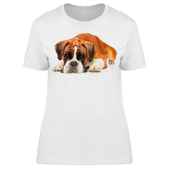 German Boxer Dog Lying T-Shirt Women -Image by Shutterstock, Female Small