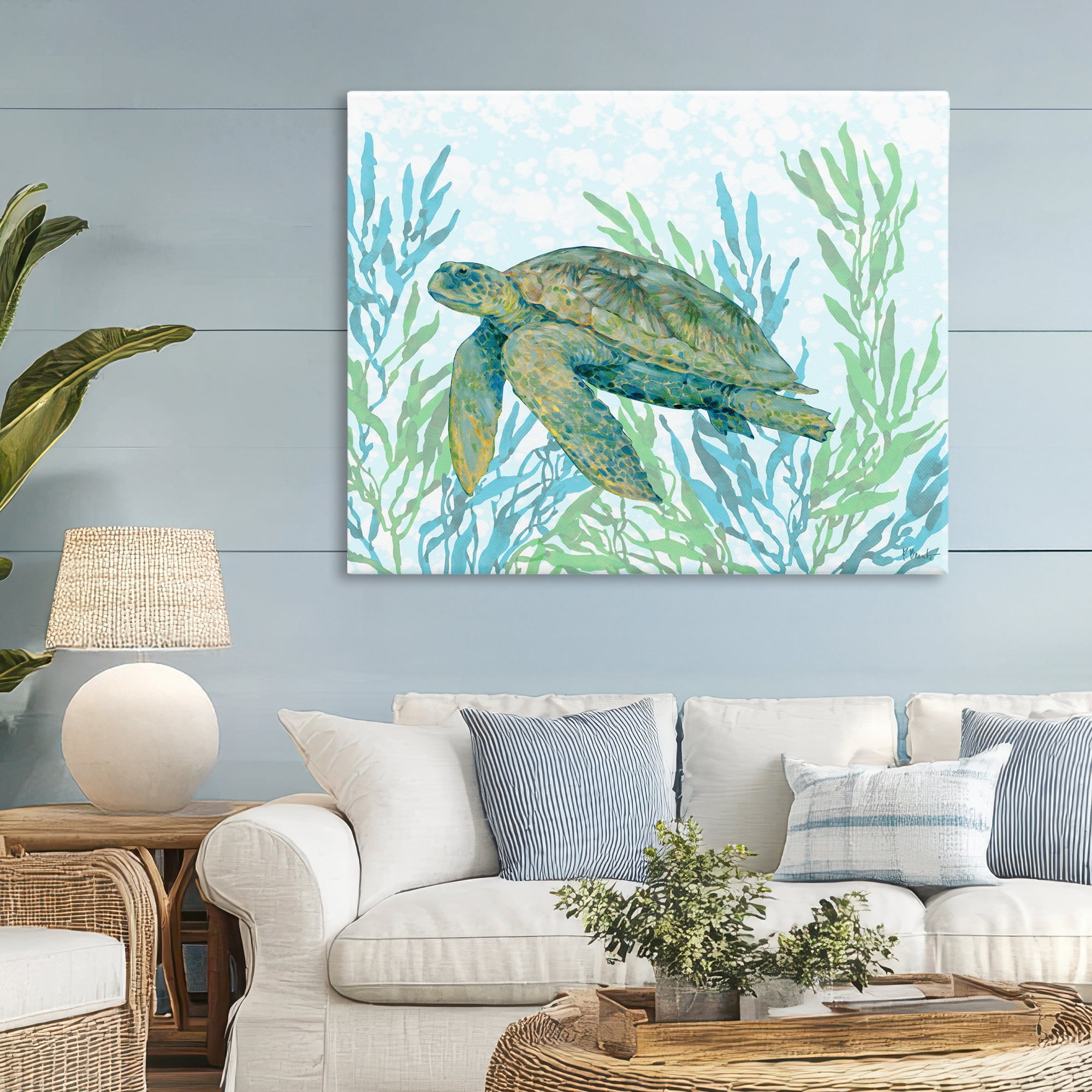 Stupell Industries Tasman Turtle in Seagrass Canvas Wall Art, design by Paul Brent