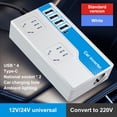 thumbnail image 4 of SPRING Black White Abs Car Power Inverter DC 12V/24V To AC 220V Auto Power Converter 2000W 4USB 3.0 Direct Replacement Car Accessories Black Fast Charge, 4 of 7
