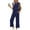 Navy-A10, variant on Womens 2 Piece Crew Neck Matching Summer Tracksuit Set Sleeveless Tank Top Wide Leg Crop Pant Sets Army Green M