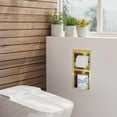 thumbnail image 2 of Gold Toilet Paper Holder, Contemporary Hotel Style Pivoting in Wall Toilet Paper Holder, Stainless Steel Recessed Tissue Paper Roll Holder, Double roll, 2 of 14