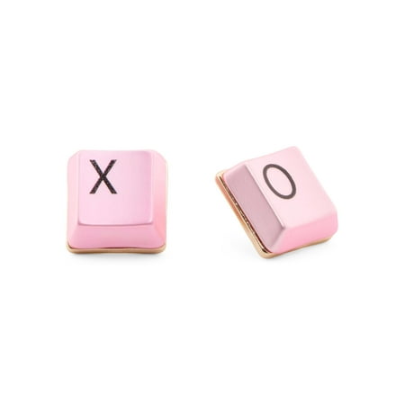 Betsey Johnson Pink XO Keyboard Keyboard Stud Earrings, Gold Tone Metal