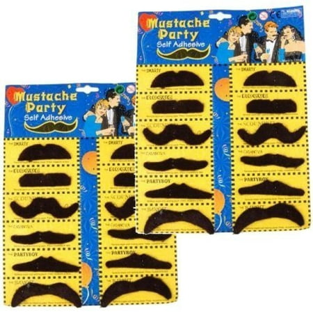 2 Self Adhesive Set 12 Fake Mustaches Costume Party Disguise for Masquerade Party and Performance