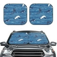 thumbnail image 2 of Gaeub Sharks on White Blue Striped Foldable Auto Sun Blocker Visor, Sunshade for Car Front Window, Keeps Your Vehicle Cool - Medium, 2 of 6