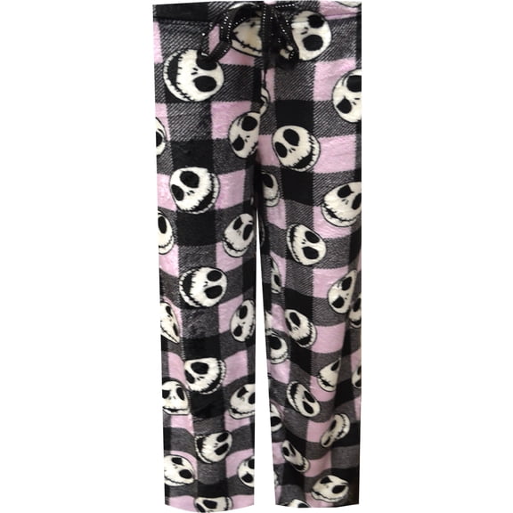 MJC Womens Nightmare Before Christmas Jack Skellington Plaid Plush Lounge Pant (Large)