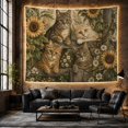 thumbnail image 6 of Cats Among Sunflowers and Garden Leaves, Cozy Vintage Style for Cat Lovers, Botanical Animal Wall Art, Housewarming Gift, Tapestry Wall Hanging for Bedroom and Living Room, 6 of 7