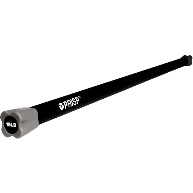 PRISP Weighted Exercise Workout Bar - Total Body Weight Bar for Home Gym, Fitness, Yoga and Strength Training