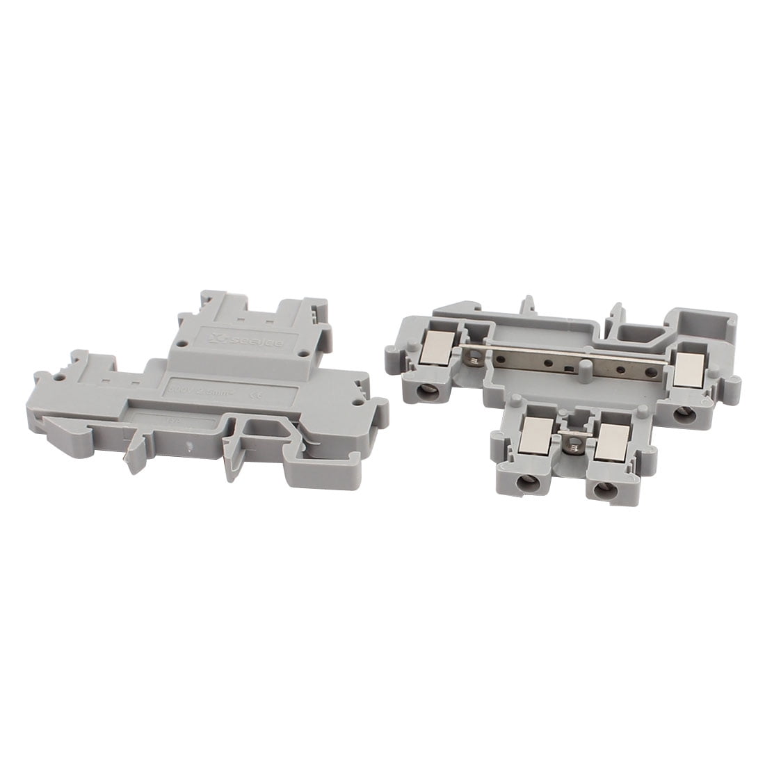 25Pcs MBKKB2.5 DIN Rail Mount Double-level Terminal Block 500V 2.5mm2 Cable Gray