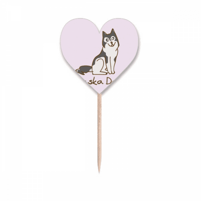 Alaskan Chien Race USA Art Déco Mode Cure-Dent Drapeaux Coeur Lable Cupcake Pics
