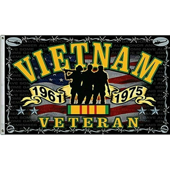 Happy Veterans Day Vietnam Veteran 1961-1975 Military Black Flag 3x5  Grommets