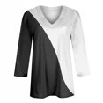 thumbnail image 3 of yunLCZ Women's Button Down Shirts Womens Tops 3/4 Length Sleeve Summer V Neck Shirts Casual Tunic Tops 2025 Women's Button Down Shirts, 3 of 4