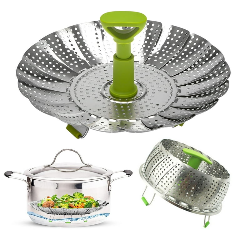 LTWQLing Vegetable Steamer Basket, Stainless Steel Folding Steamer Basket  Insert for Veggie Fish Seafood Cooking, Expandable