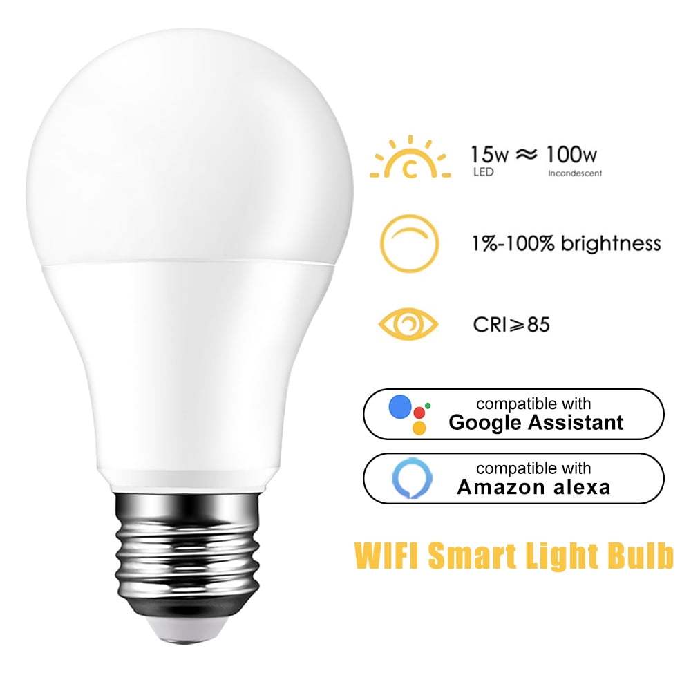 WiFi Smart LED Light Bulb Work Google Assistant Voice Control APP