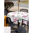 thumbnail image 4 of Outdoor Tablecloth with Umbrella Hole and Zipper, Valentine's Day Square Table Cloth 54x54 Inch Waterproof Tablecloth, Spring Roses Romantic Pink Bows Leaves Picnic Table Cover for Patio Camping, 4 of 7