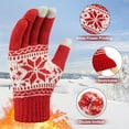 thumbnail image 2 of 3 Pairs Touch Screen Gloves with Snow Flower Pattern, Warm Knit Winter Gloves Christmas Gifts Stocking Stuffers for Women, 2 of 6