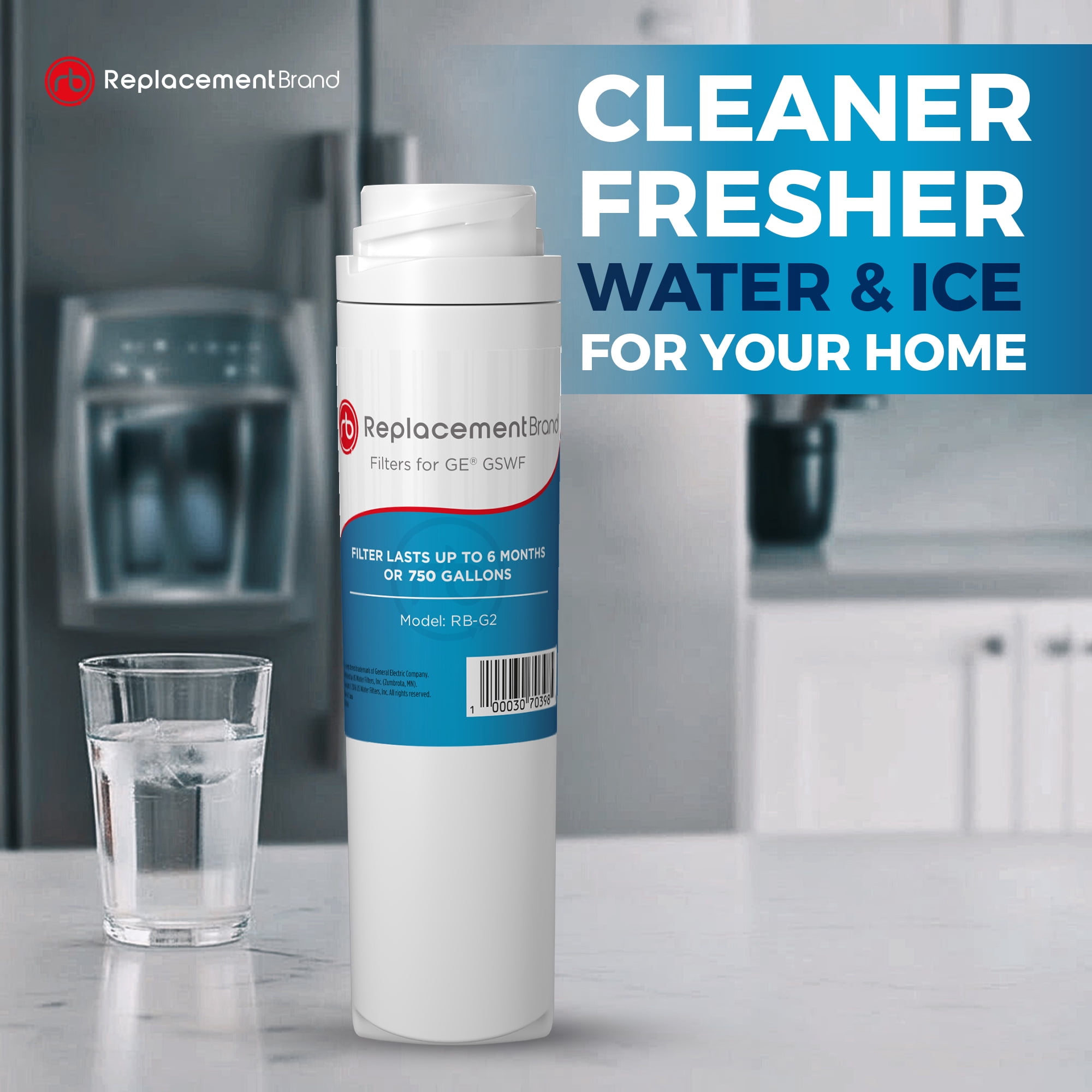 ReplacementBrand GSWF Comparable Replacement for GE GSWF SmartWater Refrigerator Water Filter 2 Pack