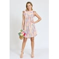 thumbnail image 2 of Ivory Water Color Bar Ruffle Trim Shift Dress, 2 of 6