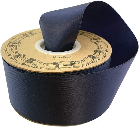 Navy Blue Satin Fabric Ribbon - 2" x 50 Yards, 4th of July, America 250 Anniversary, Father's Day, Law Enforcement Appreciation, Wedding, Thin Blue Line, Gifts, Wreath, Birthday, Veterans Day