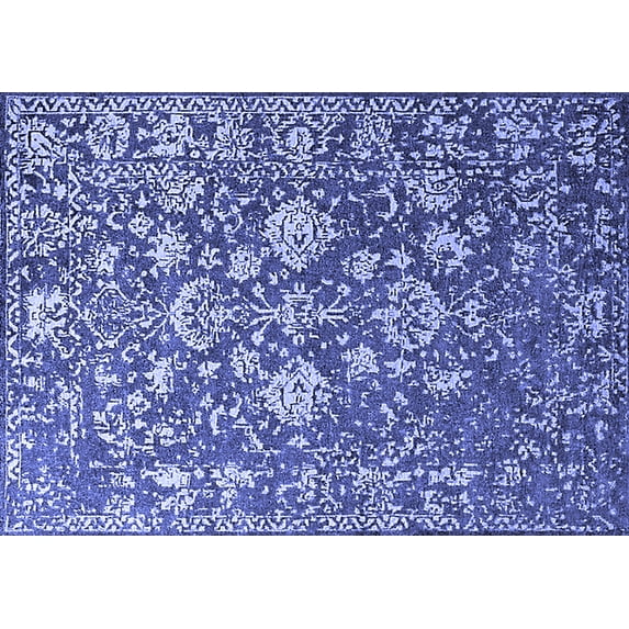 Ahgly Company Machine Washable Indoor Rectangle Oriental Blue Industrial Area Rugs, 4' x 6'