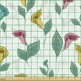 thumbnail image 2 of Floral Fabric by the Yard, Colorful Springtime Garden Curled Calla Lily Flowers Spotted Leaves Pattern, Decorative Upholstery Fabric for Sofas and Home Accents, White Multicolor by Ambesonne, 2 of 5