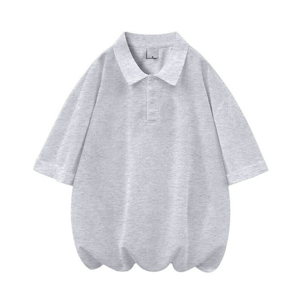 pstuiky camisetas para hombre, Camiseta de manga corta con solapa de color liso para hombre ropa de hombre xxl