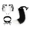 thumbnail image 2 of Diadema con Orejas de Felpa y Cola de Animales Yuyangstore Orejas de Gato y Larga Blanco Negro, 2 of 8