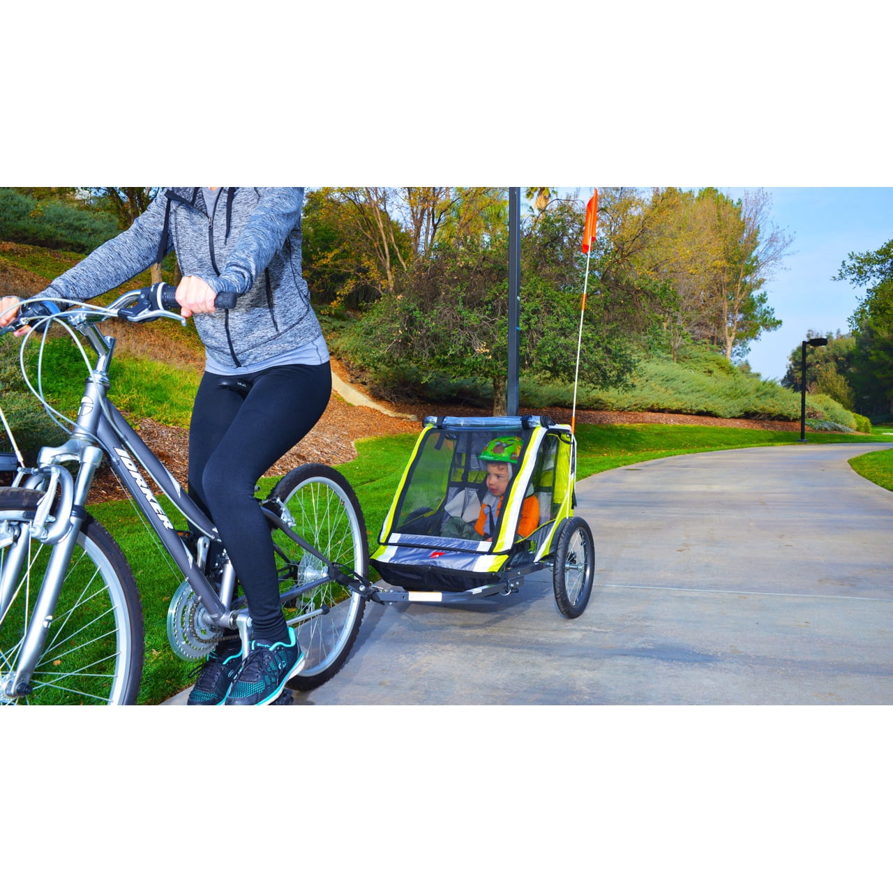 Allen Sports T2-G Deluxe 2-Child Bike Trailer Green for sale online