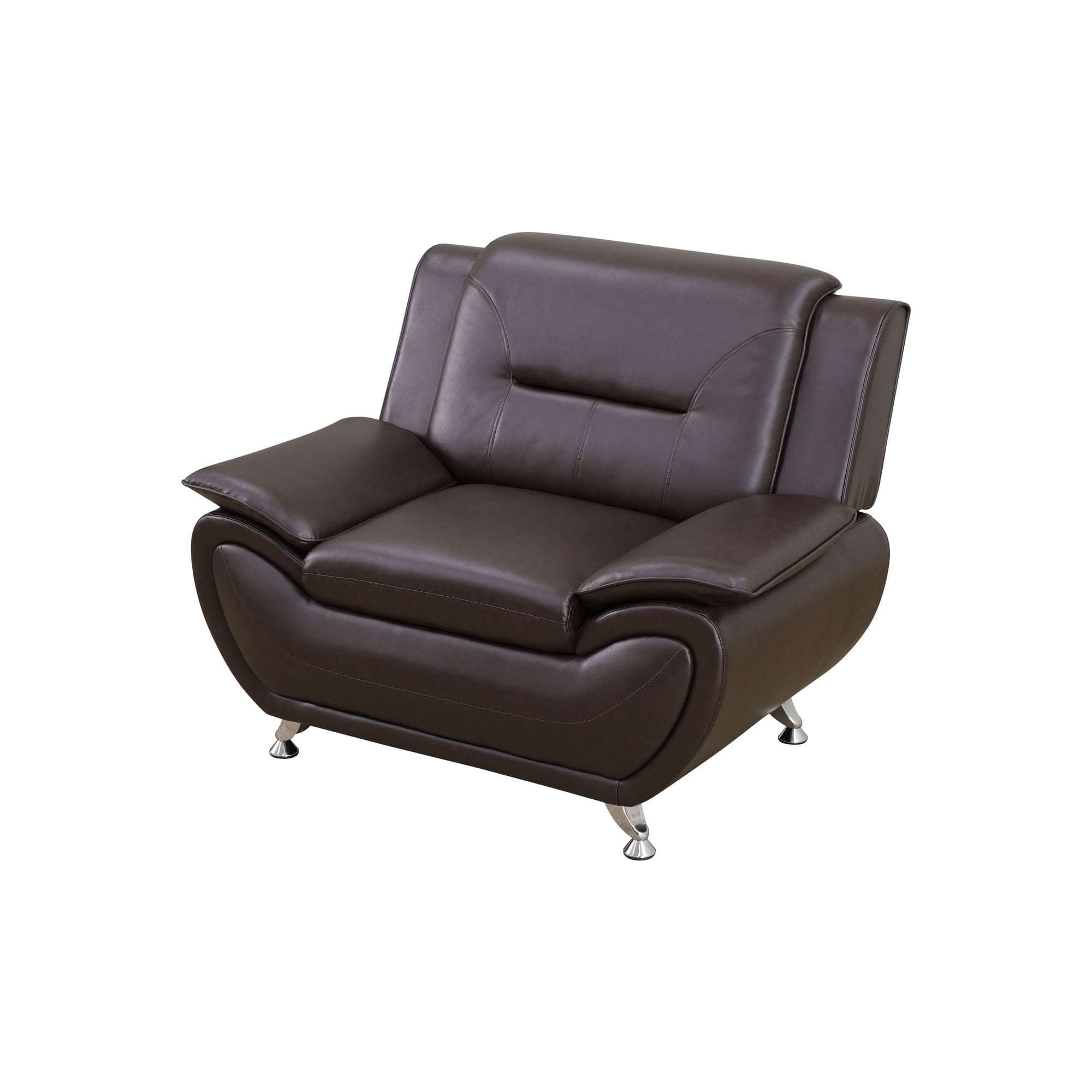 MAYEERTY Leather Accent Chair, Sofa Chair with Anti-Insect Solid Wood Frame Living Room Chair, Brown