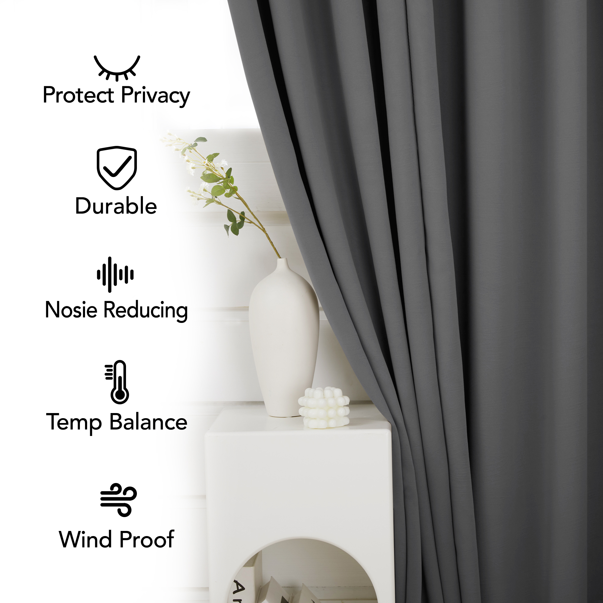 Deconovo Small Blackout Curtains, 42W x 45L, Light Gray, Set of 2 photo 3