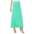 thumbnail image 3 of Moa Collection Women's Maxi Length High Waist Foldable Waistband Solid Skirt, 3 of 6