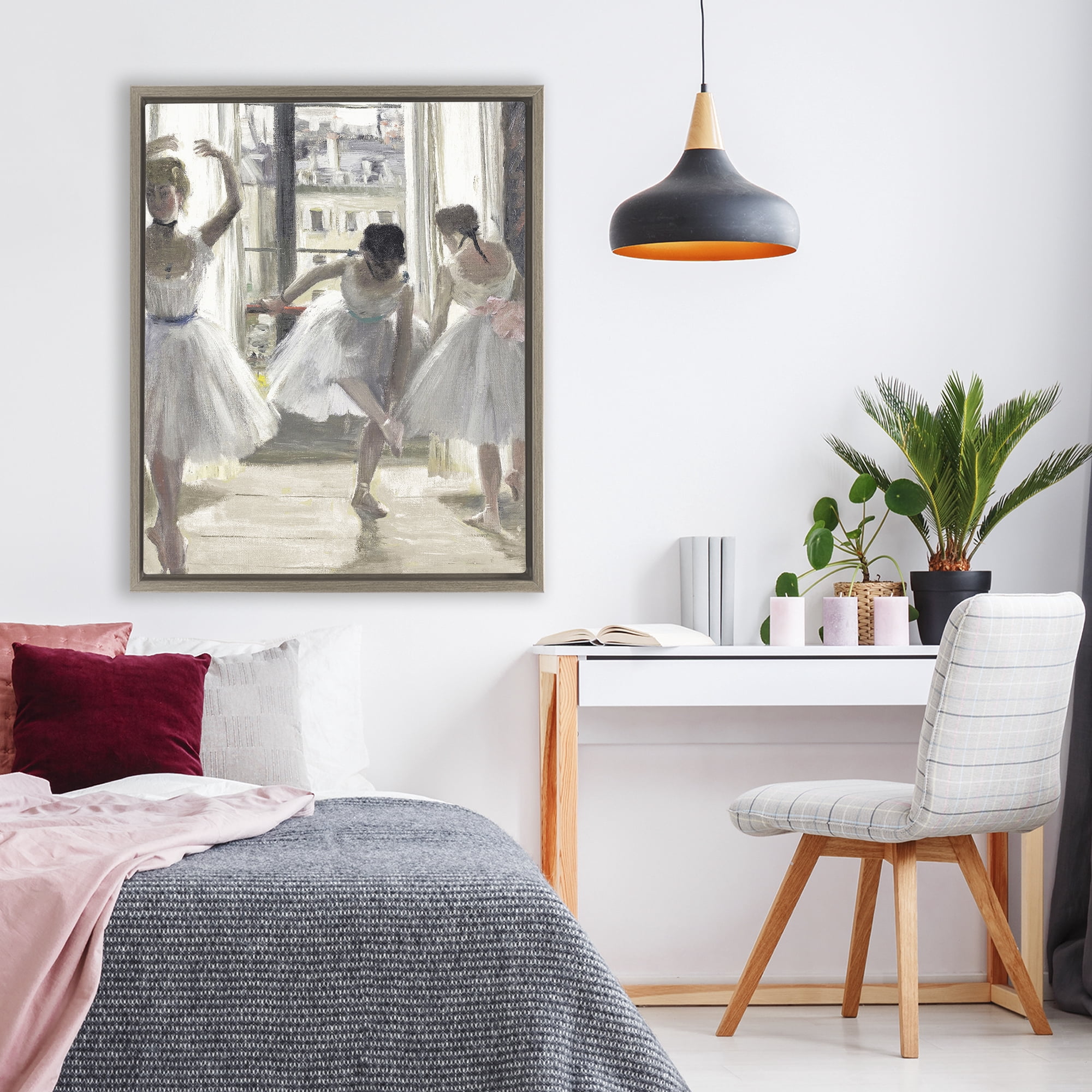 Stupell Industries Ballet Class In Practice Brown Framed Floater Canvas Wall Art, design by Leah Straatsma