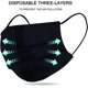 thumbnail image 3 of Paquete de 50 máscaras desechables de 3 capas de alta filtrabilidad, adecuadas para pieles sensibles, máscara facial transpirable (negro), 3 of 4
