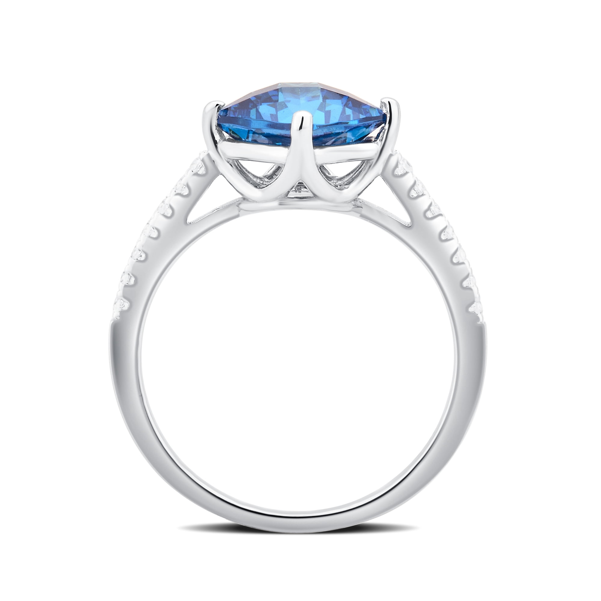 3 7/8 Carat T.W Created Swiss Blue and Cubic Zirconia Sterling Silver Engagement Ring